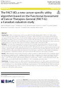 Cover page: The FACT-8D, a new cancer-specific utility algorithm based on the Functional Assessment of Cancer Therapies-General (FACT-G): a Canadian valuation study