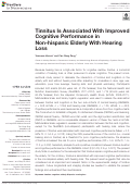 Cover page: Tinnitus Is Associated With Improved Cognitive Performance in Non-hispanic Elderly With Hearing Loss.