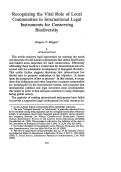 Cover page: Recognizing the Vital Role of Local Communities in International Legal Instruments for Conserving Biodiversity