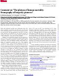 Cover page: Comment on “The plateau of human mortality: Demography of longevity pioneers”