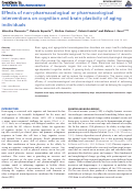 Cover page: Effects of non-pharmacological or pharmacological interventions on cognition and brain plasticity of aging individuals