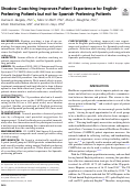 Cover page: Shadow Coaching Improves Patient Experience for English-Preferring Patients but not for Spanish-Preferring Patients