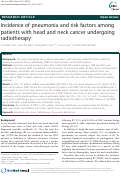 Cover page: Incidence of pneumonia and risk factors among patients with head and neck cancer undergoing radiotherapy