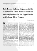 Cover page: Late Period Cultural Sequences in the Northeastern Great Basin Subarea and their Implications for the Upper Snake and Salmon River Country