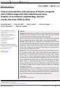 Cover page: Clinical characteristics and outcomes of infants compared with children diagnosed with rhabdomyosarcoma: Analysis of surveillance, epidemiology and end results data from 2000 to 2016.