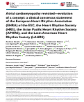 Cover page: Atrial cardiomyopathy revisited-evolution of a concept: a clinical consensus statement of the European Heart Rhythm Association (EHRA) of the ESC, the Heart Rhythm Society (HRS), the Asian Pacific Heart Rhythm Society (APHRS), and the Latin American Heart Rhythm Society (LAHRS).