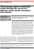 Cover page: Systems-biology analysis of rheumatoid arthritis fibroblast-like synoviocytes implicates cell line-specific transcription factor function