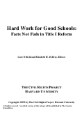 Cover page of Hard Work for Good Schools: Facts Not Fads in Title I Reform