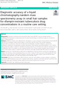 Cover page: Diagnostic accuracy of a liquid chromatography-tandem mass spectrometry assay in small hair samples for rifampin-resistant tuberculosis drug concentrations in a routine care setting.