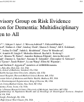 Cover page: The Advisory Group on Risk Evidence Education for Dementia: Multidisciplinary and Open to All.