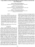 Cover page: Using Machine Learning to Predict Bilingual Language Proficiency from Reaction Time Priming Data