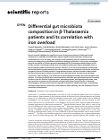 Cover page: Differential gut microbiota composition in β-Thalassemia patients and its correlation with iron overload.