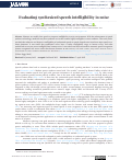 Cover page of Evaluating synthesized speech intelligibility in noise
