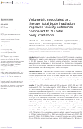 Cover page: Volumetric modulated arc therapy total body irradiation improves toxicity outcomes compared to 2D total body irradiation.