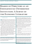 Cover page: Board of Directors as an Endogenously Determined Institution: A Survey of the Economic Literature