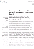 Cover page: Care Gaps and Recommendations in Vestibular Migraine: An Expert Panel Summit