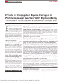 Cover page: Effects of conjugated equine estrogen in postmenopausal women with hysterectomy: the Women's Health Initiative randomized controlled trial.