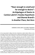 Cover page: "Near enough to smell and far enough to desire”: Archipelagos of Desire in Canisia Lubrin’s Voodoo Hypothesis and Dionne Brand’s In Another Place, Not Here