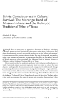 Cover page: Ethnic Consciousness in Cultural Survival: The Morongo Band of Mission Indians and the Kickapoo Traditional Tribe of Texas