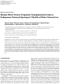 Cover page: Human Motor Neuron Progenitor Transplantation Leads to Endogenous Neuronal Sparing in 3 Models of Motor Neuron Loss