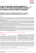 Cover page: A role for long-chain acyl-CoA synthetase-4 (ACSL4) in diet-induced phospholipid remodeling and obesity-associated adipocyte dysfunction