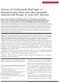 Cover page: Absence of Cerebrospinal Fluid Signs of Neuronal Injury Before and After Immediate Antiretroviral Therapy in Acute HIV Infection