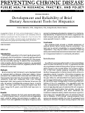 Cover page: Development and reliability of brief dietary assessment tools for Hispanics.