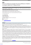 Cover page: The Use of Natural Language Processing Methods in Reddit to Investigate Opioid Use: Scoping Review.