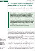 Cover page: FGF21 controls hepatic lipid metabolism via sex-dependent interorgan crosstalk