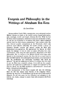 Cover page: Exegesis and Philosophy in the Writings of Abraham Ibn Ezra