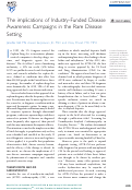 Cover page: The implications of Industry-Funded Disease Awareness Campaigns in the Rare Disease Setting