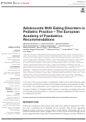 Cover page: Adolescents With Eating Disorders in Pediatric Practice – The European Academy of Paediatrics Recommendations