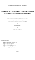 Cover page: Genome-scale reconstruction and analysis of eukaryotic metabolic networks