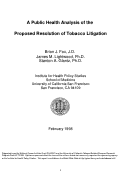 Cover page: A Public Health Analysis of the Proposed Resolution of [the 1997 United States] Tobacco Litigation