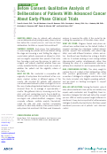 Cover page: Before Consent: Qualitative Analysis of Deliberations of Patients With Advanced Cancer About Early-Phase Clinical Trials.