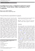 Cover page: Seek Help from Teachers or Fight Back? Student Perceptions of Teachers’ Actions during Conflicts and Responses to Peer Victimization