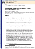 Cover page: Secondary Data Analysis of Large Data Sets in Urology: Successes and Errors to Avoid