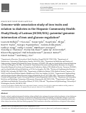 Cover page: Genome-wide association study of iron traits and relation to diabetes in the Hispanic Community Health Study/Study of Latinos (HCHS/SOL): potential genomic intersection of iron and glucose regulation?