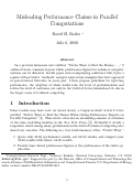 Cover page: Misleading Performance Claims in Parallel Computations