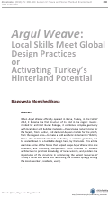 Cover page: Argul Weave: Local Skills Meet Global Design Practices or Activating Turkey’s Hinterland Potential