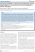 Cover page: Detecting Instability in Animal Social Networks: Genetic Fragmentation Is Associated with Social Instability in Rhesus Macaques