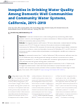 Cover page: Inequities in Drinking Water Quality Among Domestic Well Communities and Community Water Systems, California, 2011‒2019