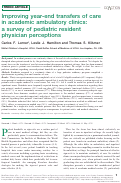 Cover page: Improving year-end transfers of care in academic ambulatory clinics: a survey of pediatric resident physician perceptions