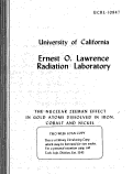 Cover page: THE NUCLEAR ZEEMAN EFFECT IN GOLD ATOMS DISSOLVED IN IRON, COBALT AND NICKEL
