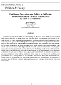 Cover page: Confidence, Perception, and Politics in California: The Determinants of Attitudes toward Taxes by Level of Government