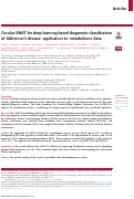 Cover page: Circular-SWAT for deep learning based diagnostic classification of Alzheimer's disease: application to metabolome data