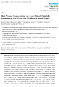 Cover page: High Plasma Homocysteine Increases Risk of Metabolic Syndrome in 6 to 8 Year Old Children in Rural Nepal