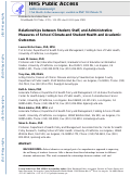 Cover page: Relationships Among Student, Staff, and Administrative Measures of School Climate and Student Health and Academic Outcomes