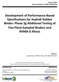 Cover page of Development of Performance-Based Specifications for Asphalt Rubber Binder: Phase 2g Additional Testing of Five Plant-Sampled Binders and RHMA G Mixes