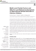 Cover page: Multi-Level Family Factors and Affective and Behavioral Symptoms of Oppositional Defiant Disorder in Chinese Children